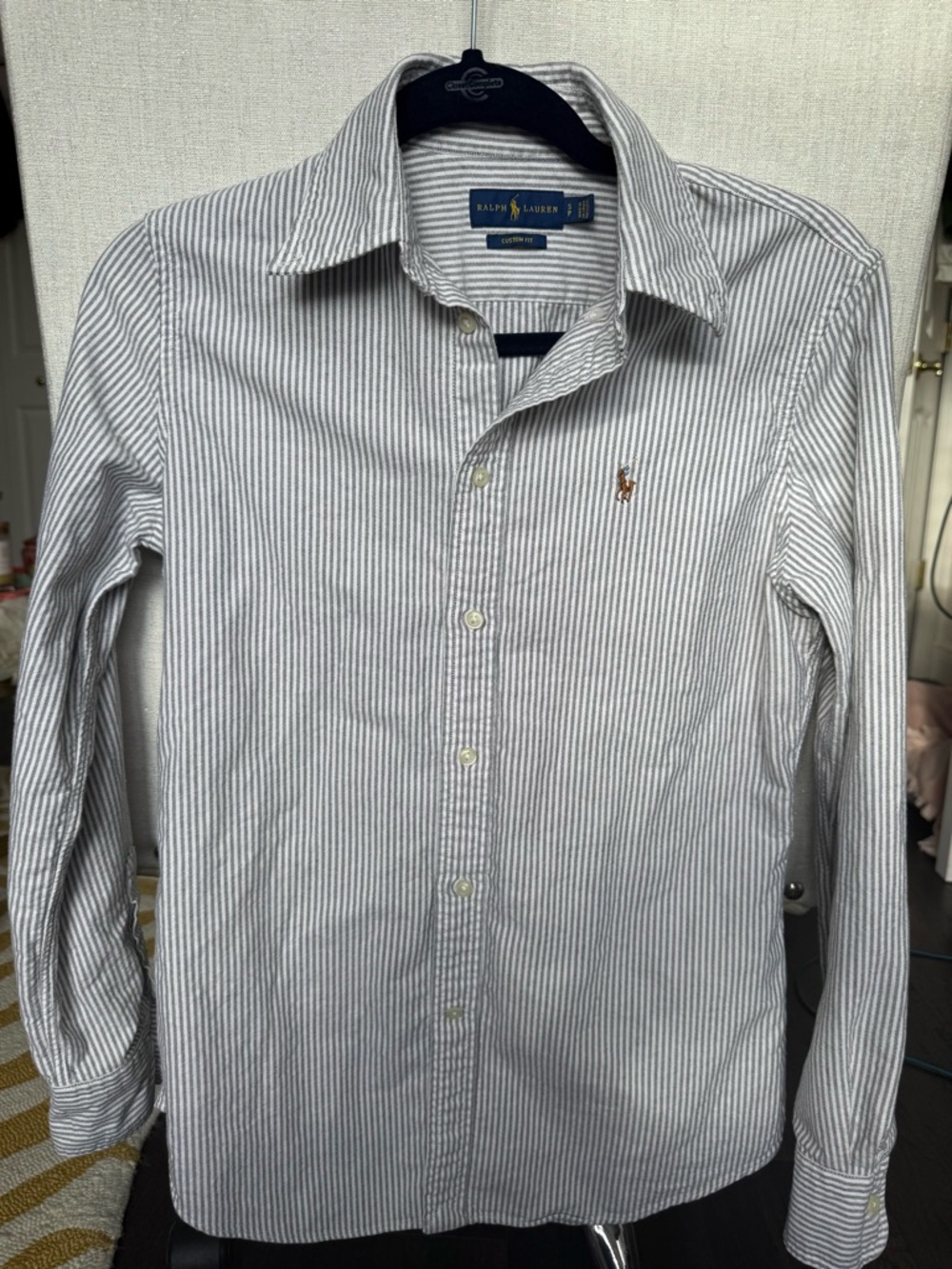 Ralph Lauren Light Blue & White Striped Cotton Button-Down Shirt - Picture 9 of 10